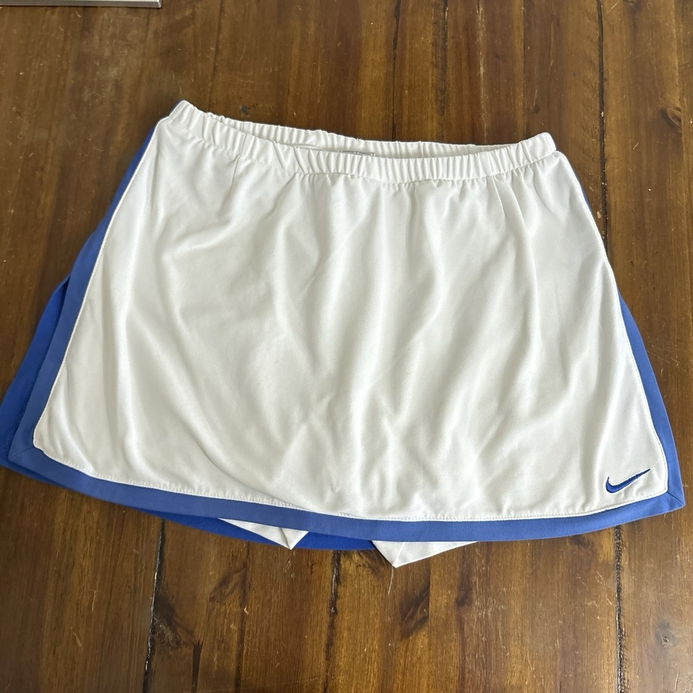 Vintage Y2K Nike Fit Dry Border Tennis Skort S White Royal Blue Preppy Sporty